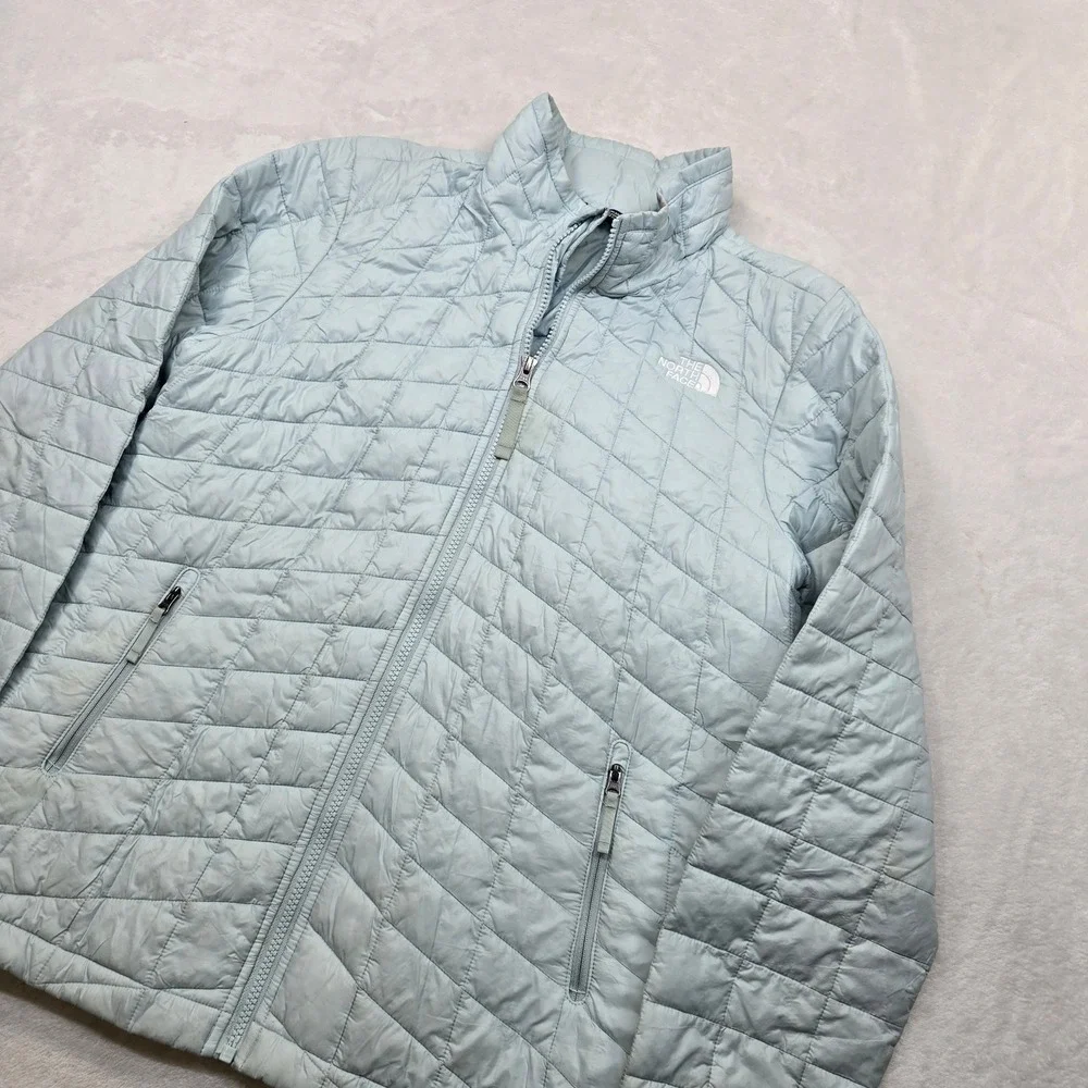 The North Face Quilted Jacket Youth Jr Large 14 16 Lt‎ Blue Insulated Primaloft